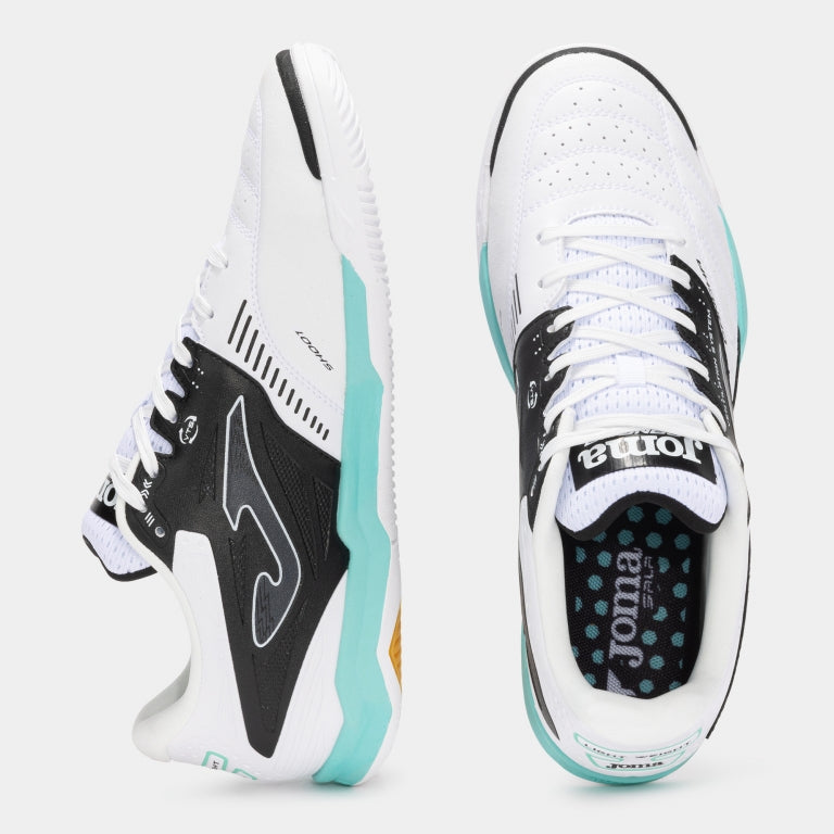 Top-down view of JOMA Cancha trainers with clear lace detail and clean upper.