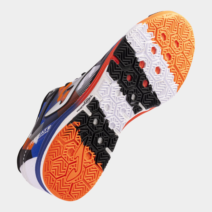 Underside of JOMA Regate Rebound 2401 showing durable rubber outsole with abrasion resistance and indoor grip.